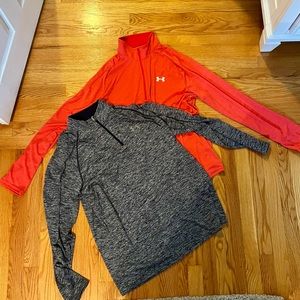 2 Mens Large Under Armour 1/4 zip pullovers